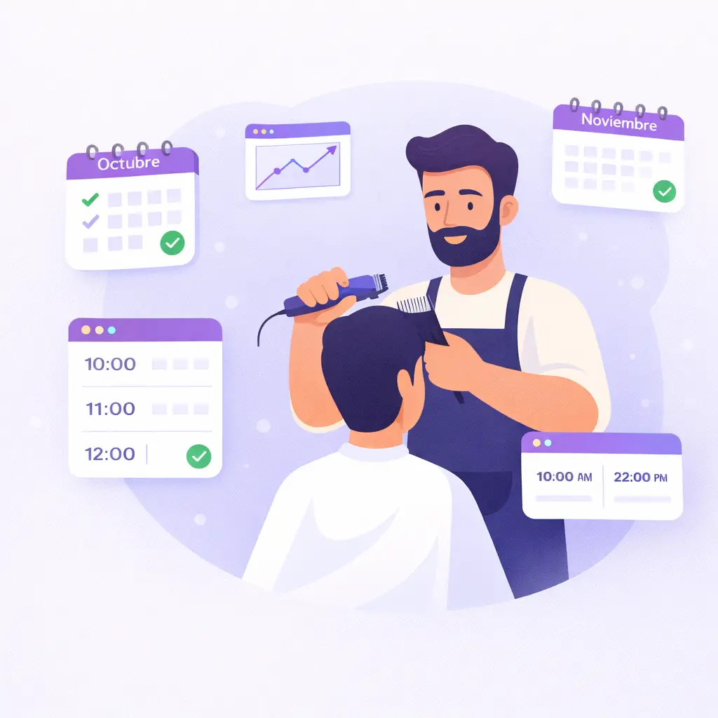 Dueño de negocio sonriendo con su agenda online